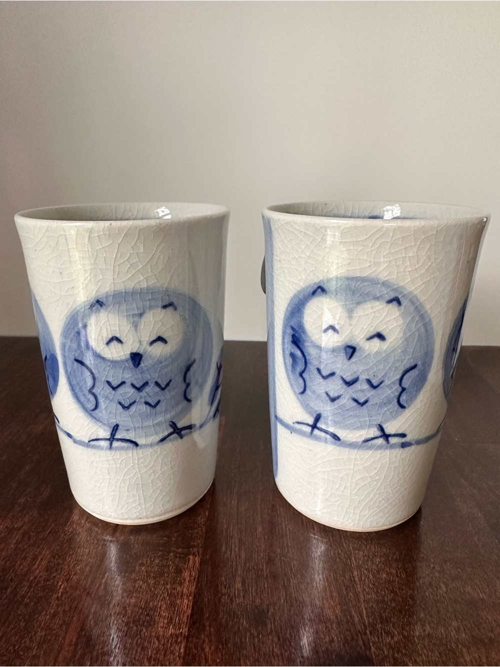 Pair of Teavana owl Japanese teacups/mugs